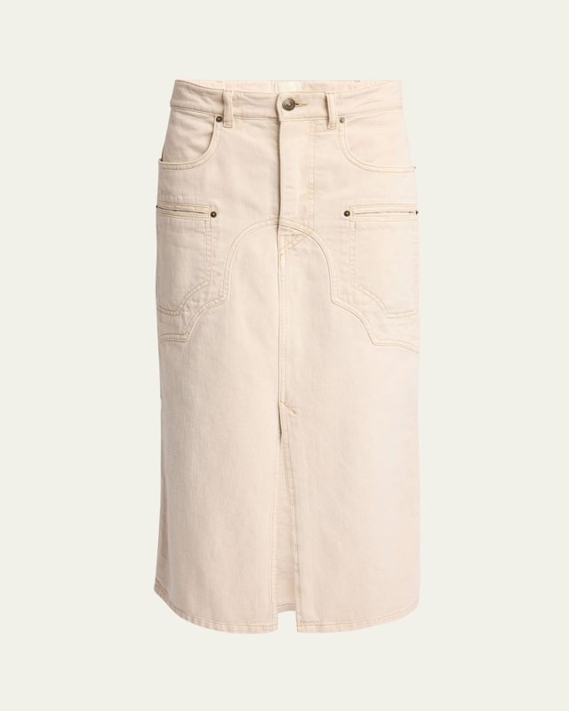 Britt Western Denim Slit Midi Skirt